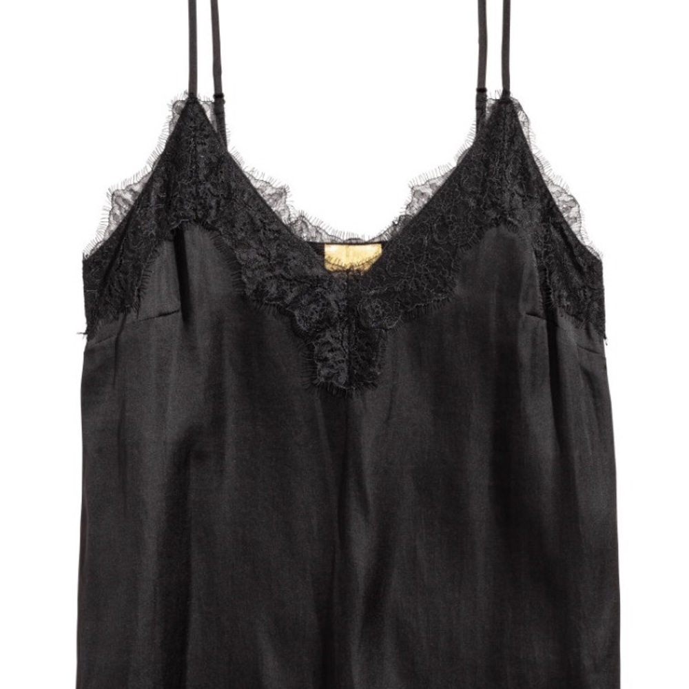 H&M: Satin camisole top with lace